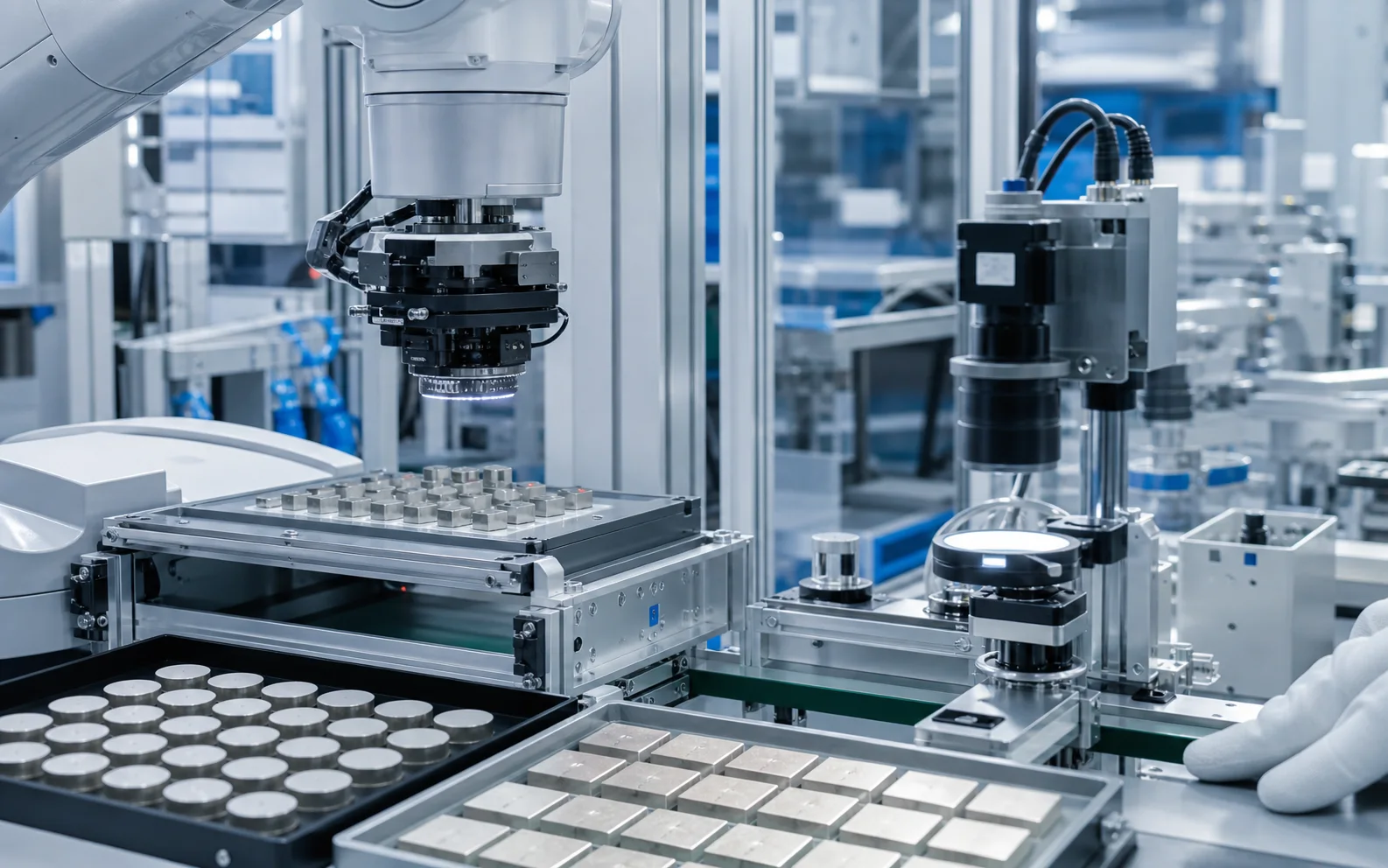 Automated quality-control line for rare earth permanent magnets